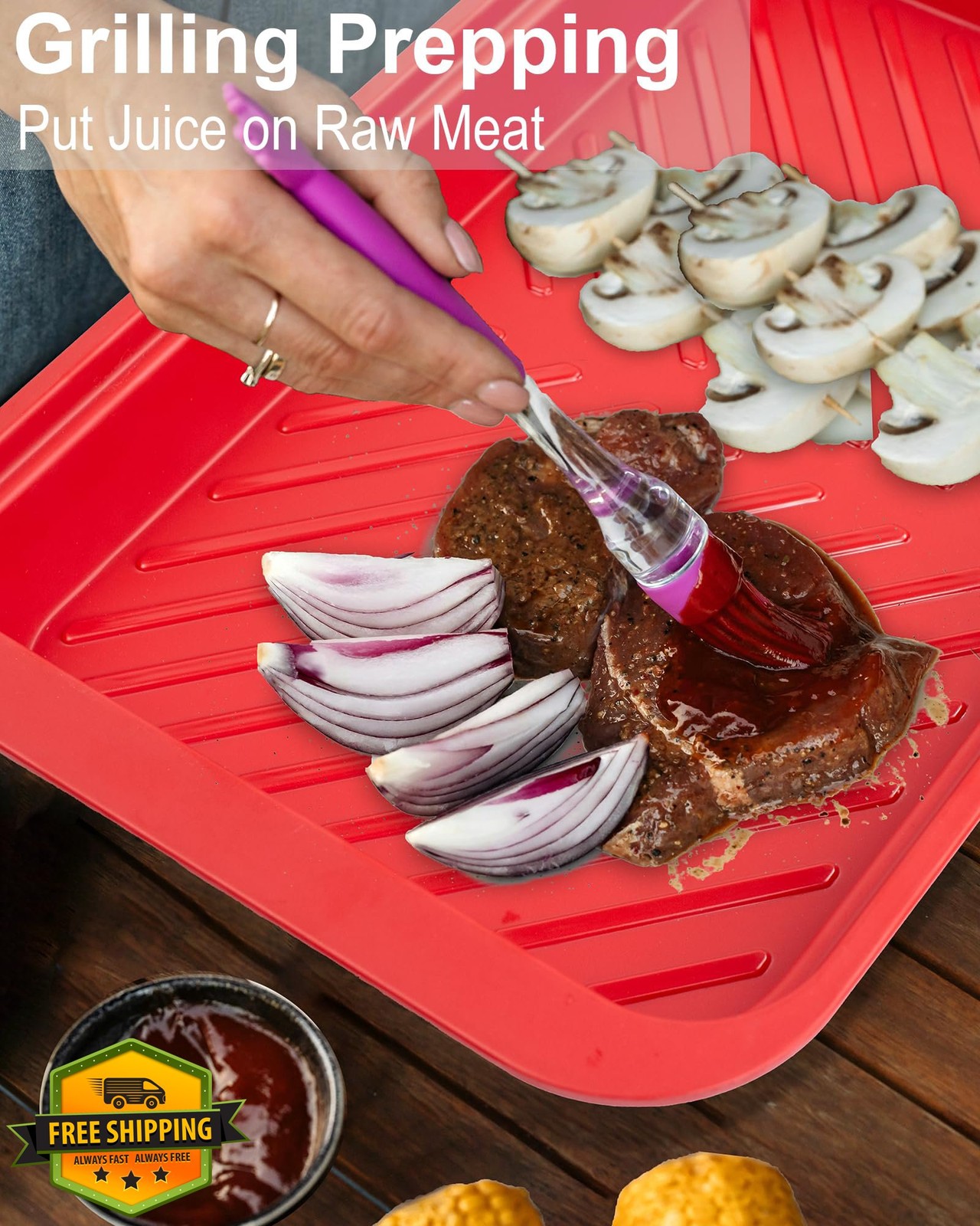 ECOIOU Black/Red deep prep tray w/ lid
