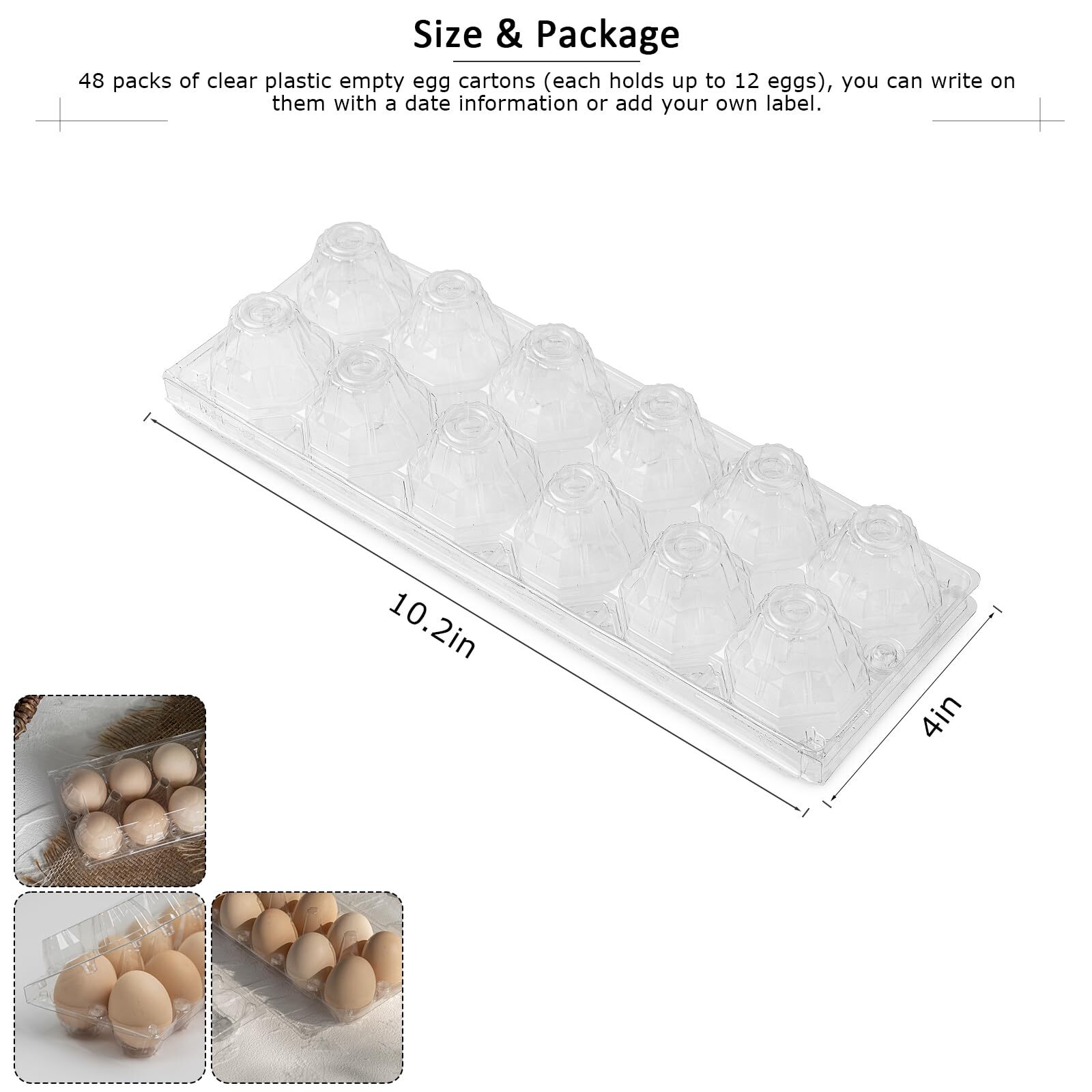 48 Pack Egg Cartons Cheap Bulk 12 Count 1 Dozen Clear Empty Chicken Egg Carto…