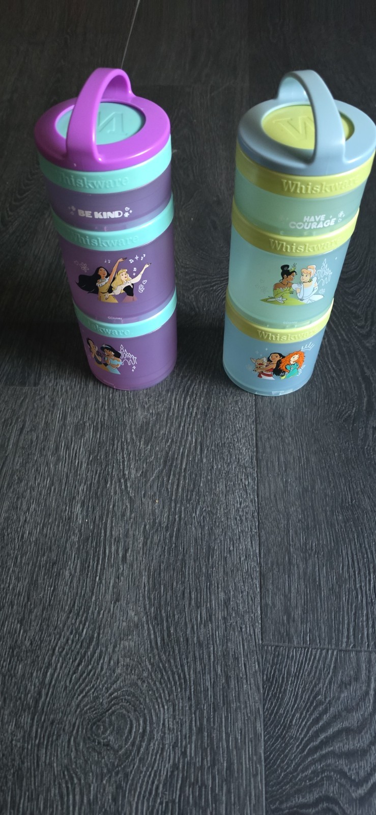 Disney Princess Whiskware Stackable Snack Containers BPA Free *Lot Of 2 Used