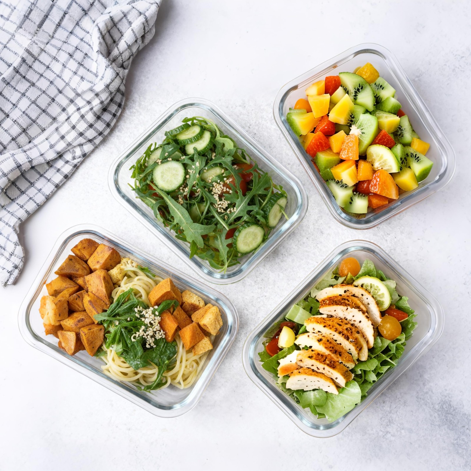 Glass Food Storage Containers, 10 Pack Glass Meal Prep Containers, Airtight C…