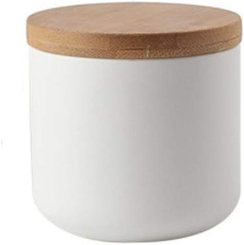 Elegant Ceramic Food Storage Jar with Bamboo Lid – 8.79oz Airtight Canister