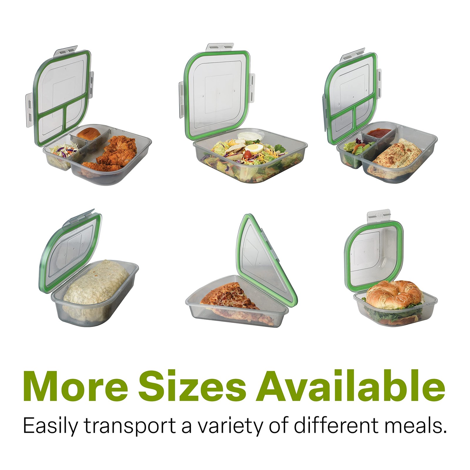Half-Sized To-Go Divided Compartment Container, 9-1/2 X 5 X 2-1/2, Reusable, Mic
