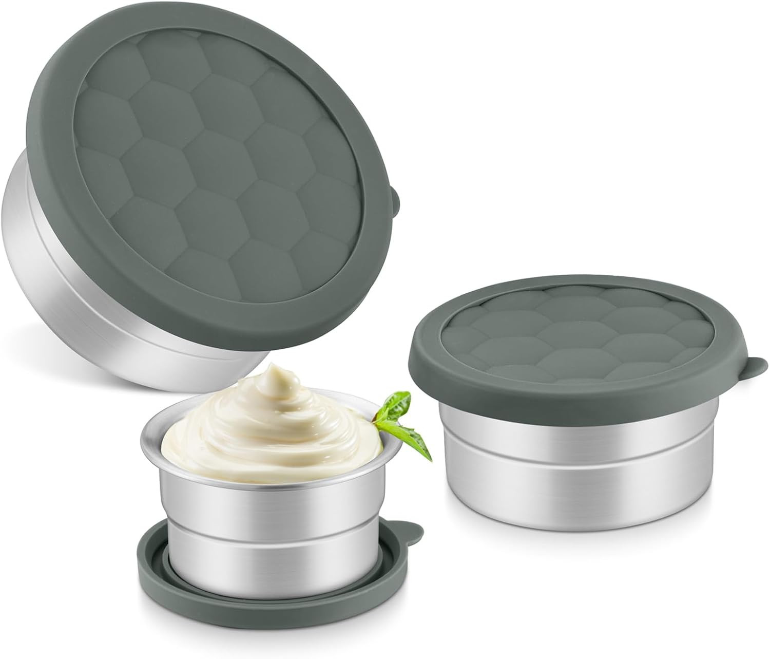 Stainless Steel Containers with Lids, 3 Pack Stainless Steel Snack Containers, L