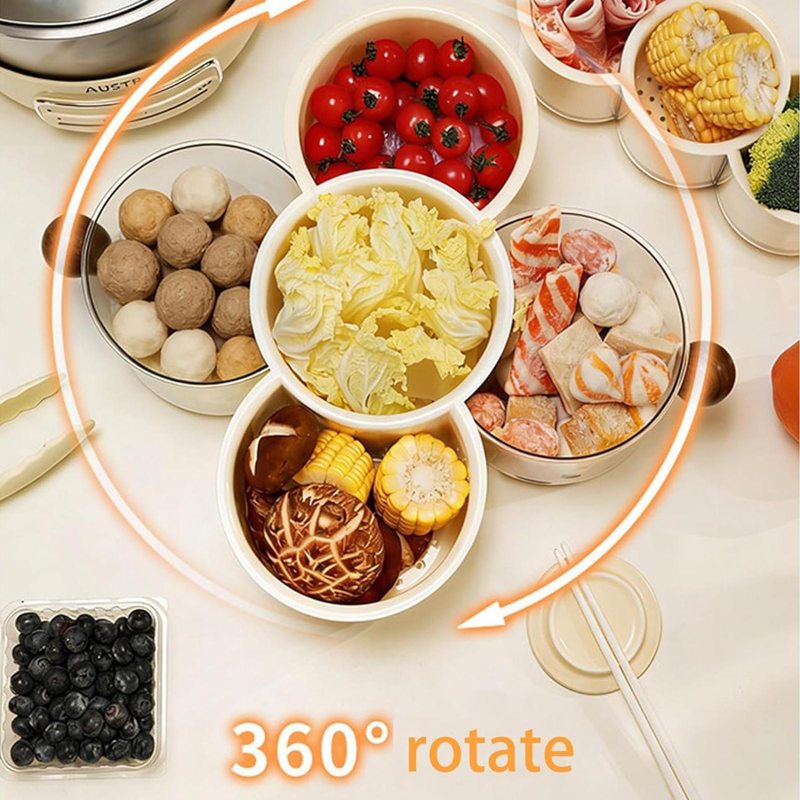 Fruit Storage Stackable 360-Degree Rotating Food Container Snack Storage