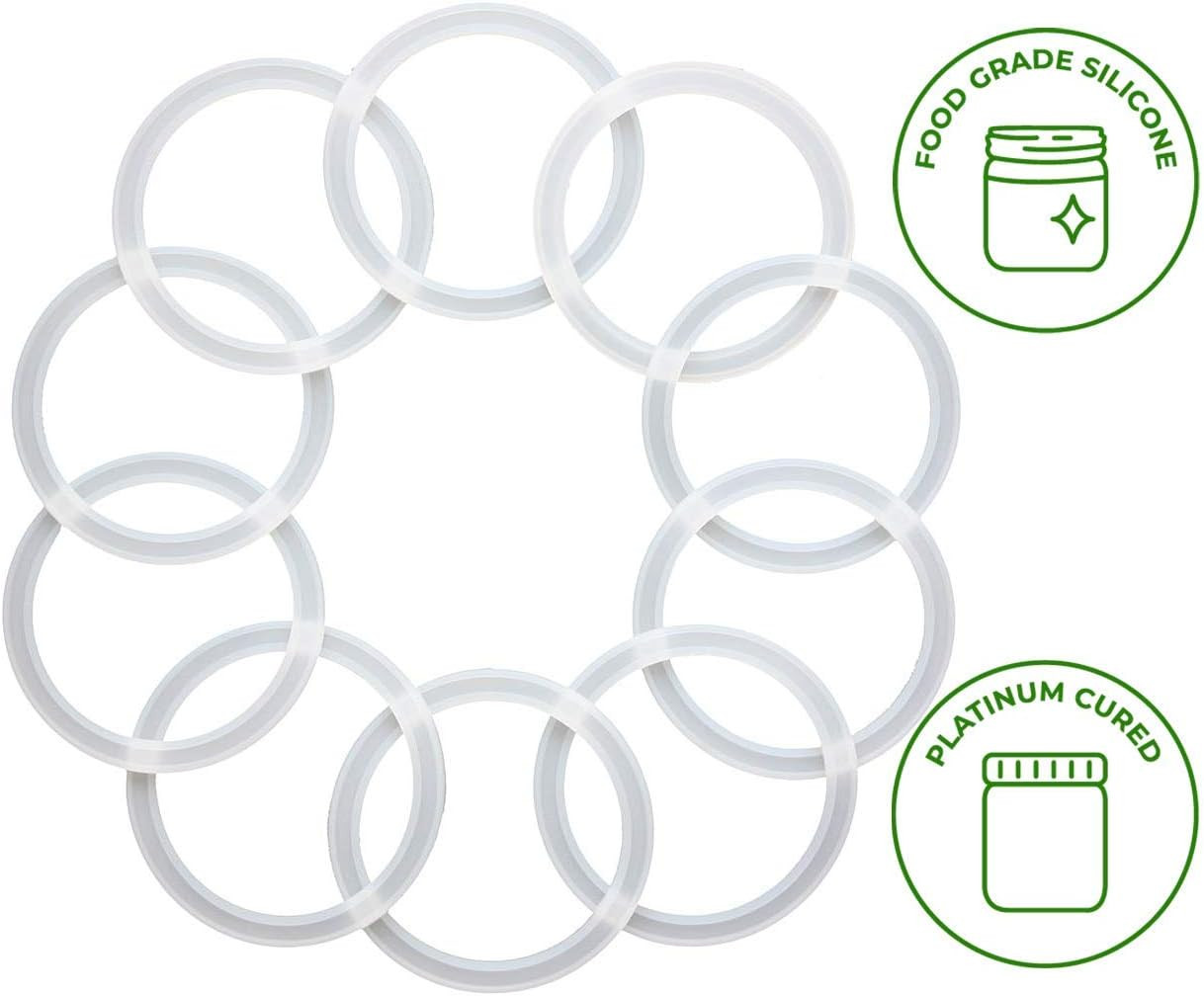 10 Pack Wide Mouth Platinum Silicone Sealing Rings Gaskets for Leak Proof Mason