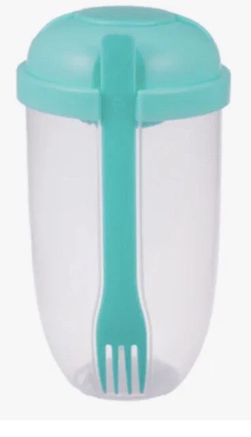 Meal Shaker Salad Cup Fork Brush 1000ml Dressing Holder With Lid Capacity