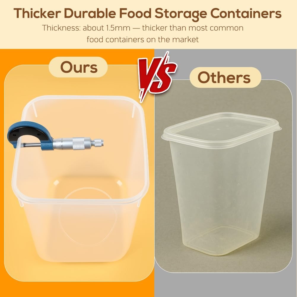Large Thicker Food Storage Containers with Lids Airtight 5.3L/179Oz, 4pcs Pla…