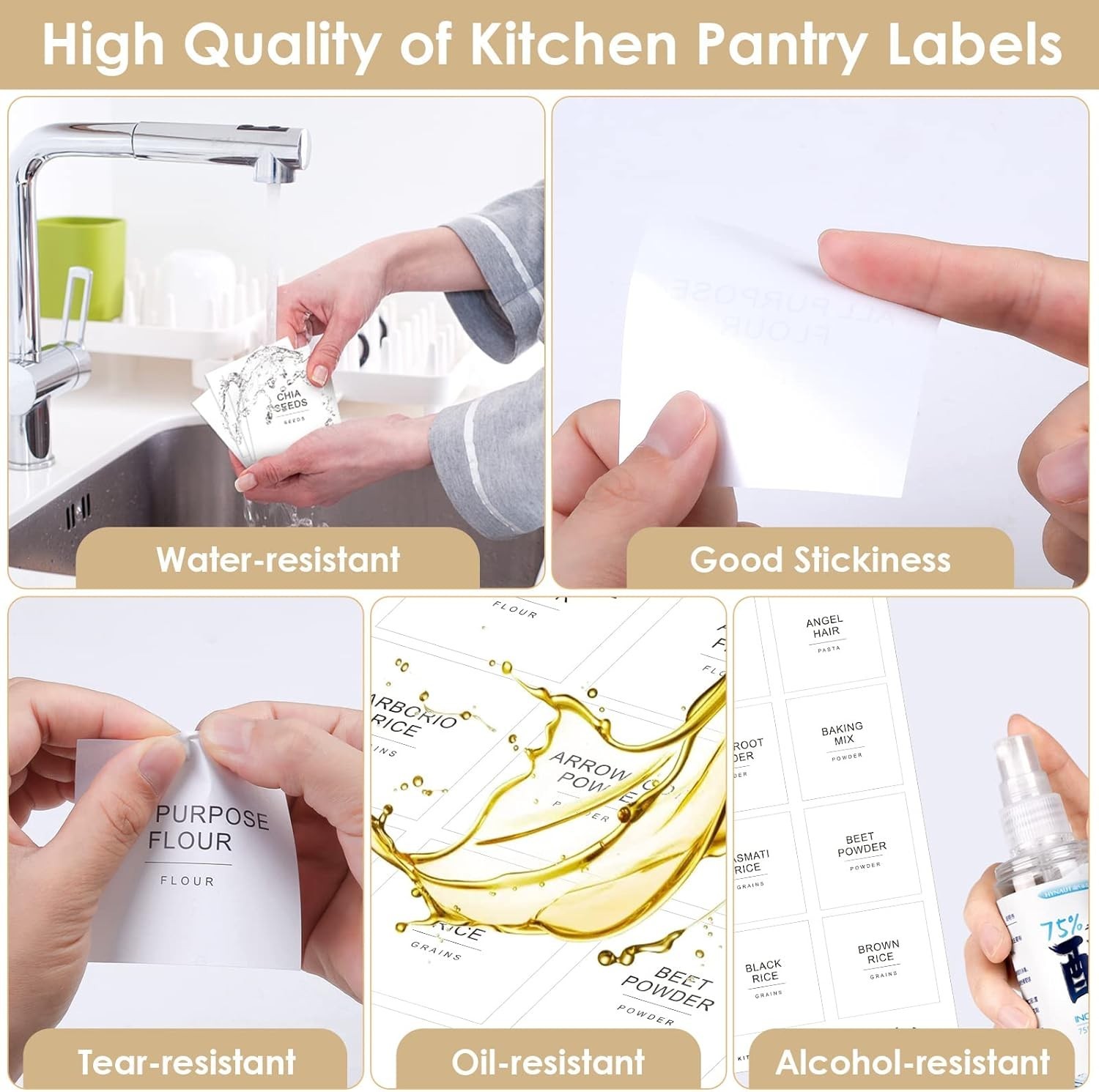 434 Pcs Kitchen Pantry Labels for Food Containers with DIY Blank Labels,3 Siz…