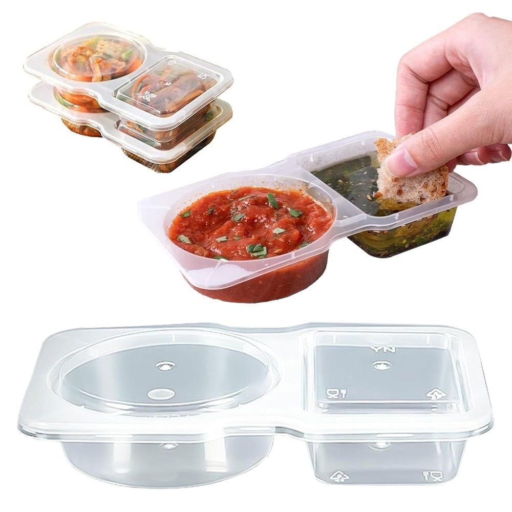 Reusable Snack Containers with Lids, 2 Compartment Snack Pack Containers JQ