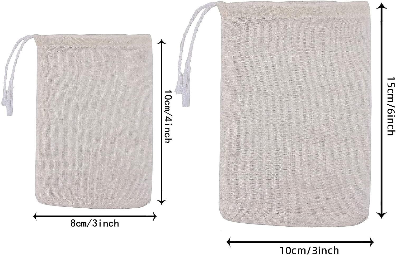 TamBee 3 x 4 Inch Drawstring Tea Bag Muslin Mesh Bags Cream,white