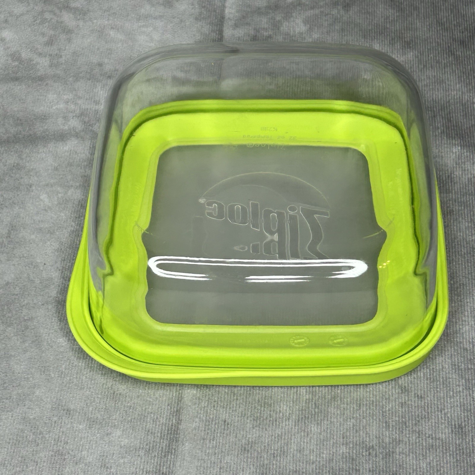Ziploc Versa Glass Food Storage Container 32 oz w/ Lime Plastic Lid Italy RARE