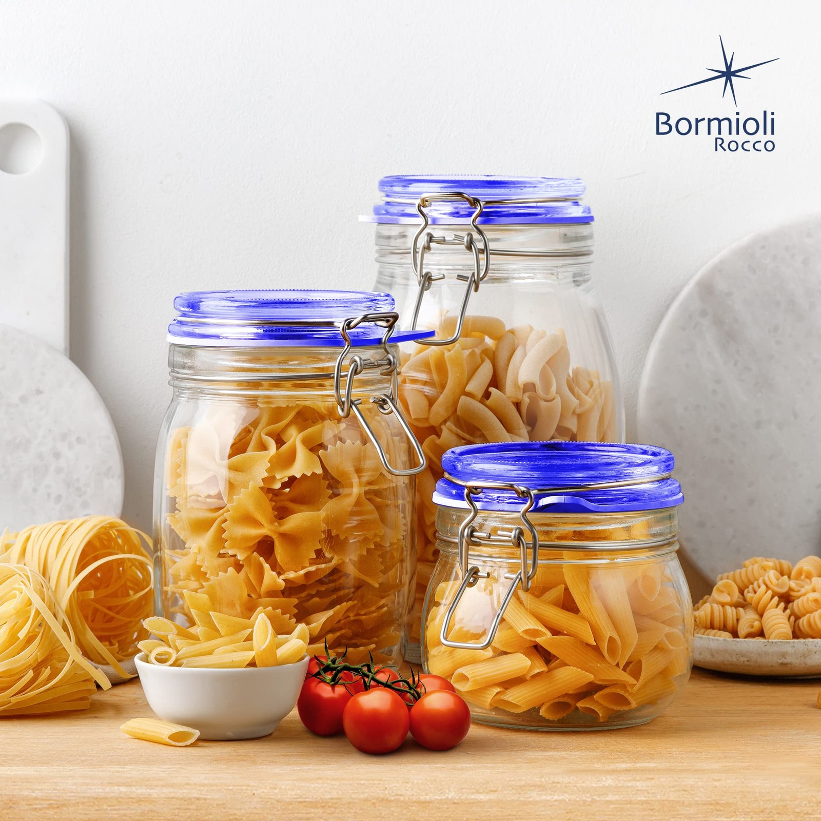 Bormioli Rocco Fido Jar with Blue Lid 25.25 oz – Set of 2