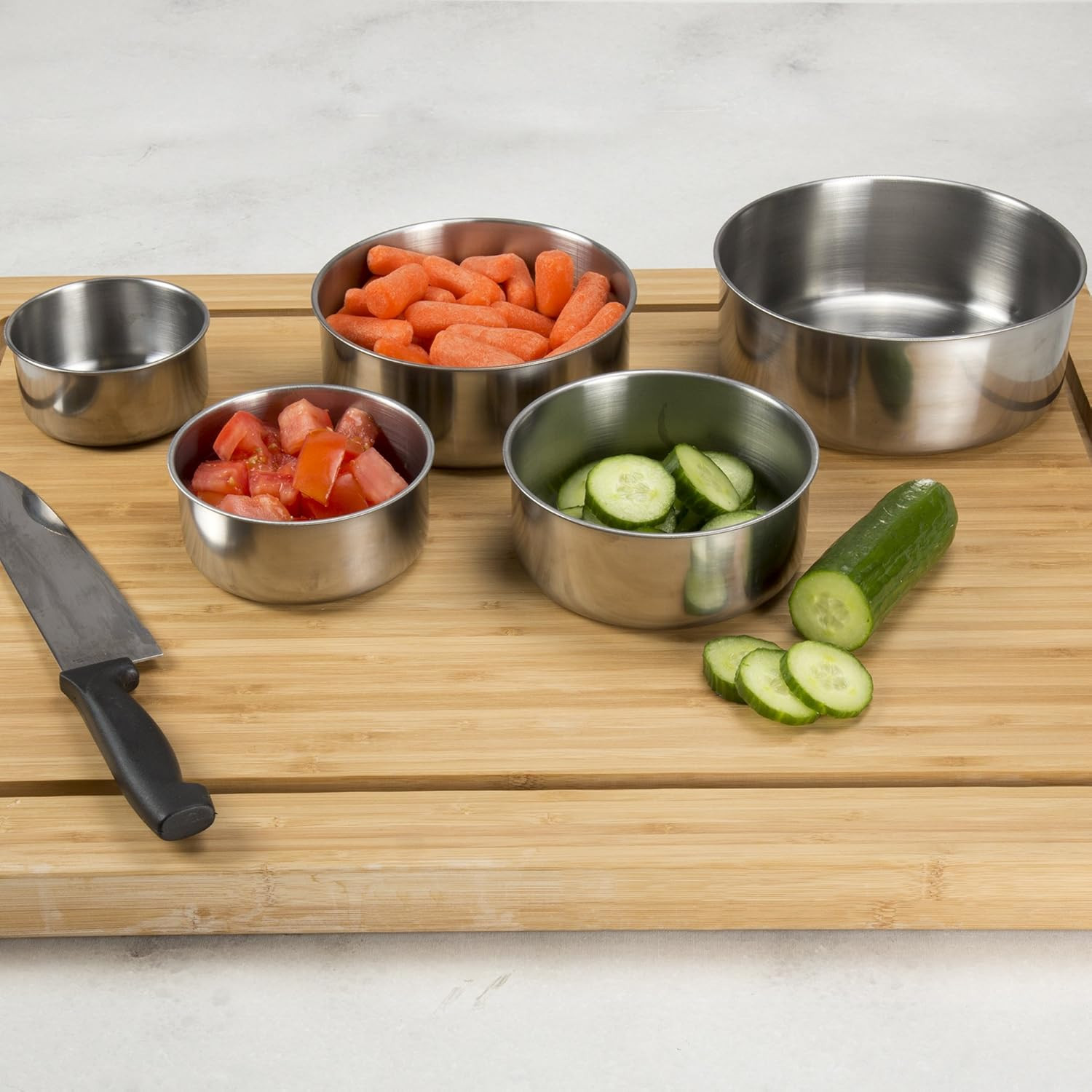Stainless Steel Food Storage Container Set 5 Graduated Nesting Bowls with Lids