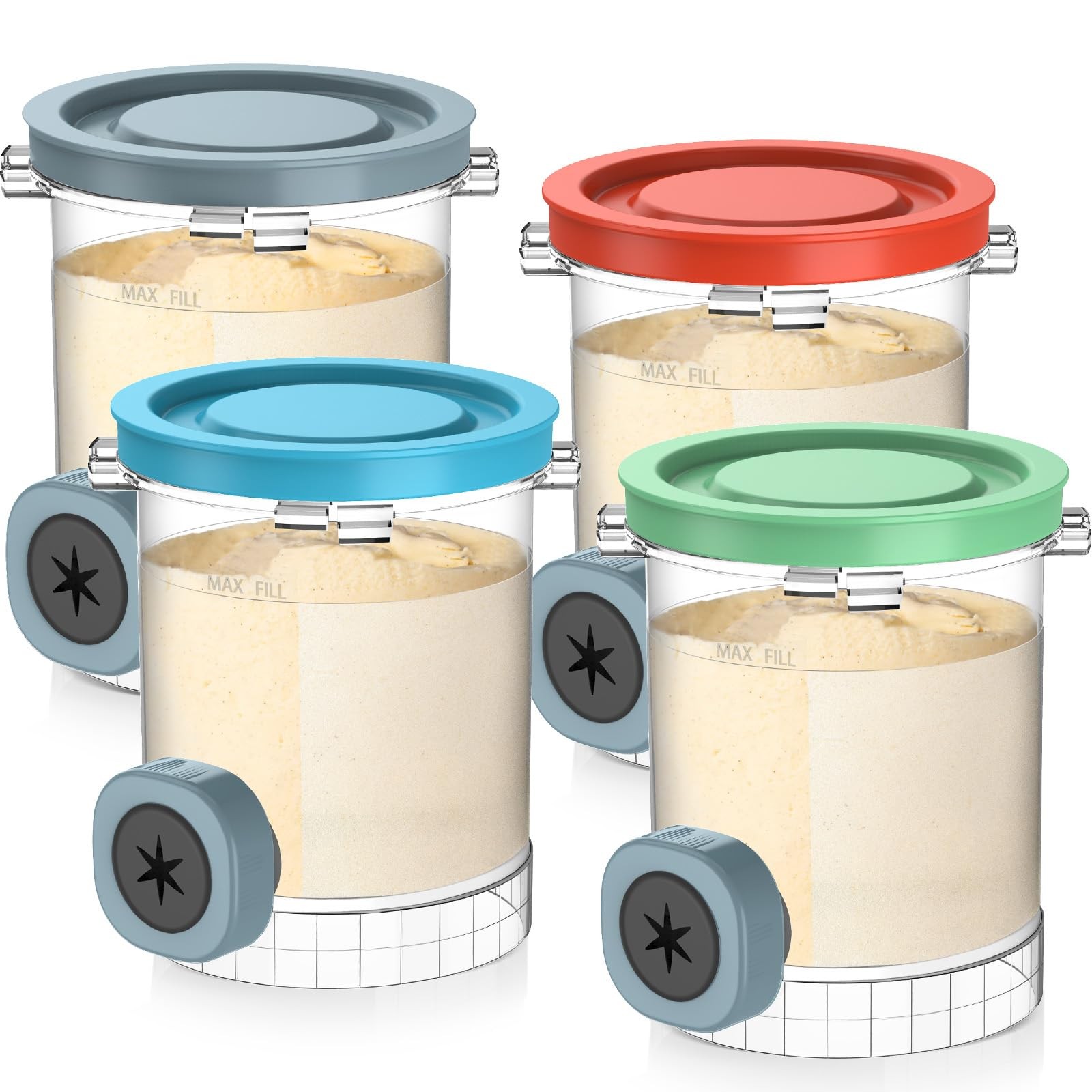 Pints and Colorful Lids for ninja swirl creami NC700, NC701 Series Ice Cream …