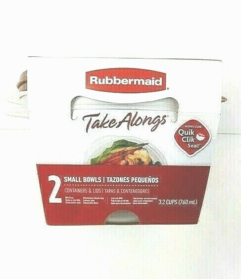 Rubbermaid Take Alongs Food Container Small Bowls 3.2 Cups Lids Set Of 2 NEW