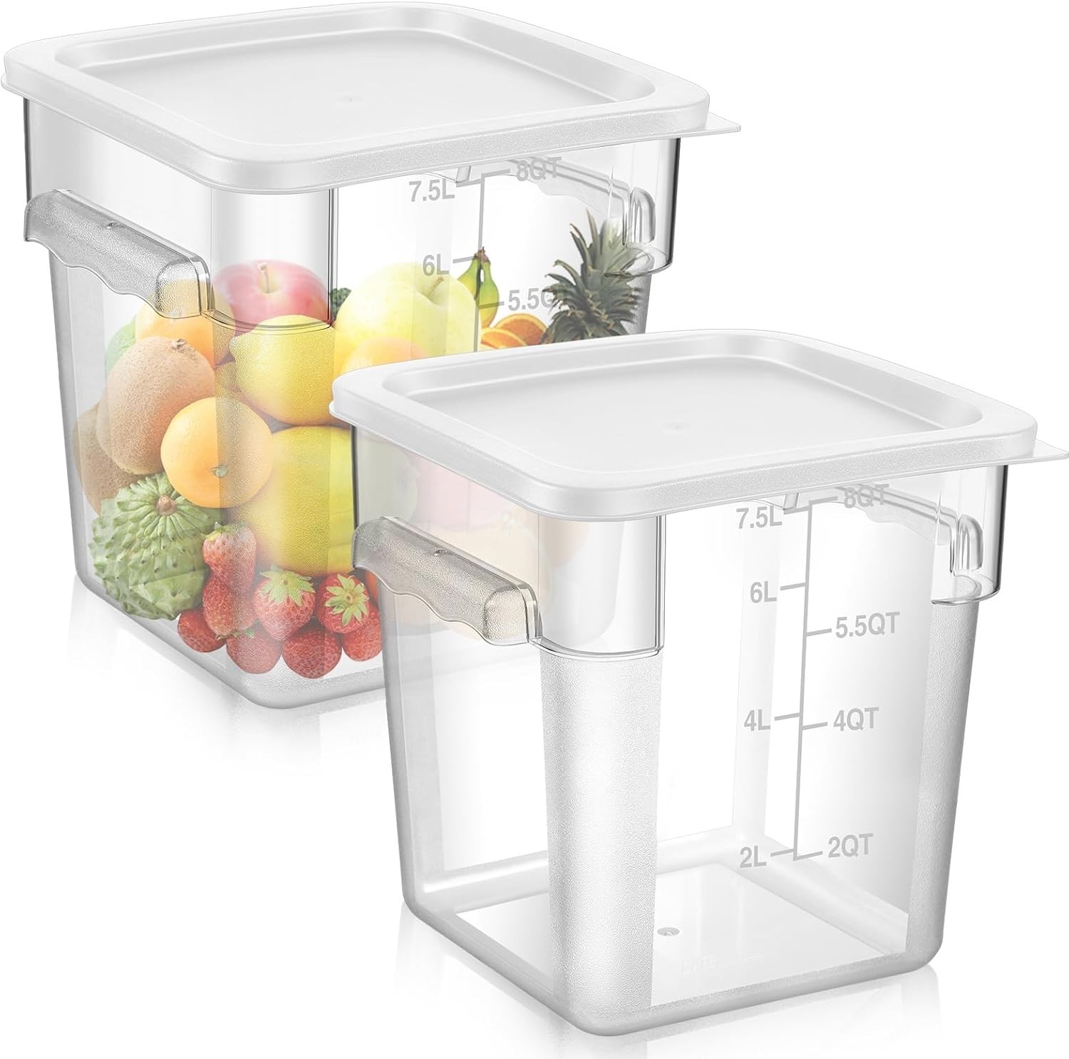 2 Pieces Square Food Storage Containers Polycarbonate Clear food Container W/