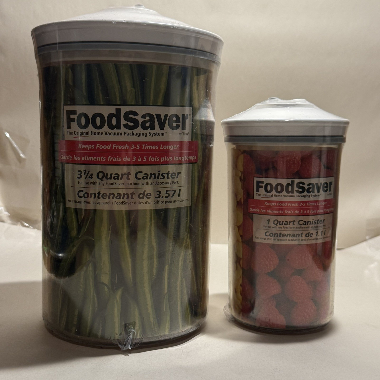 New Lot Of 2 Tilia Food Saver 3-1/4 Quart + 1 Quart Vacuum Seal Canisters