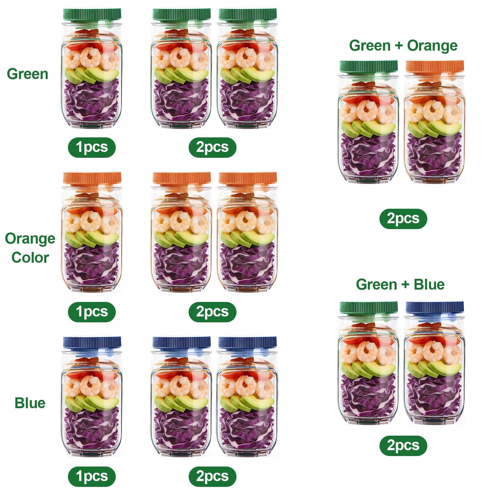 Salad Pod, 1000ml Side-Opening Salad Container (Salad Container for Lunch), L…