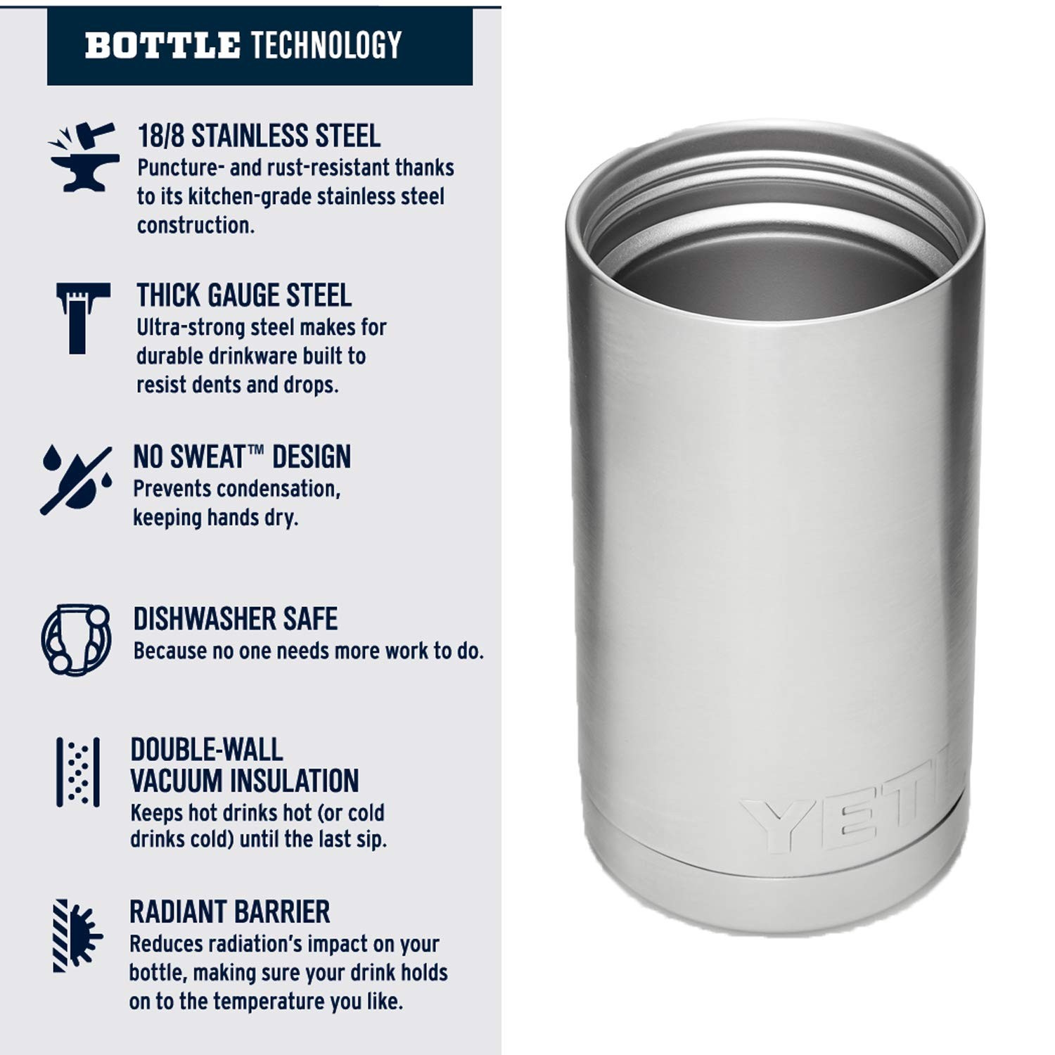 Yeti Rambler 12 Oz Bottle Stainless Steel Vacuum Insulated Hot Shot Cap Black