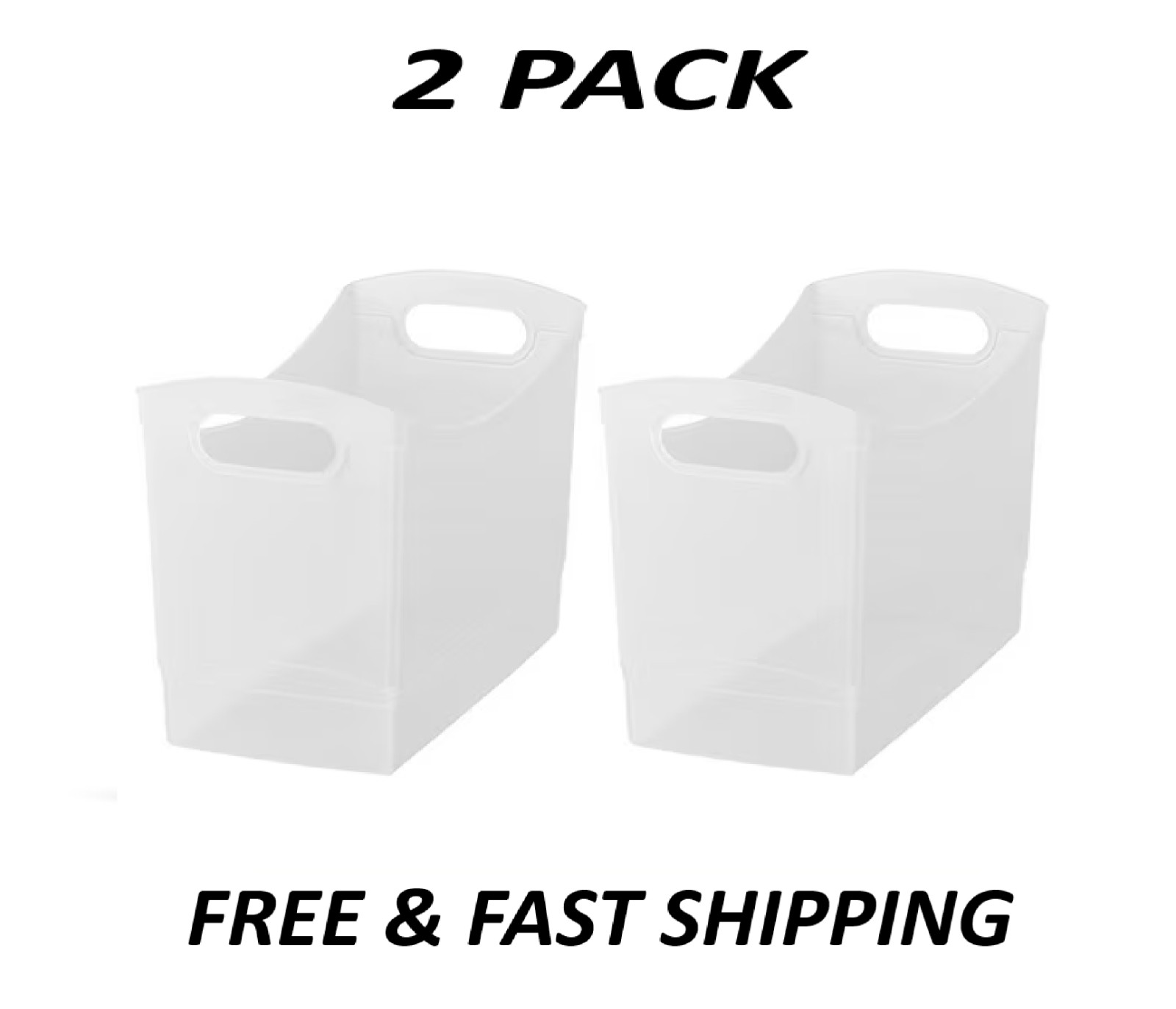 (2 Pack) Mainstays 12 Qt Clear Storage Bin with Handles, Narrow Organizer.
