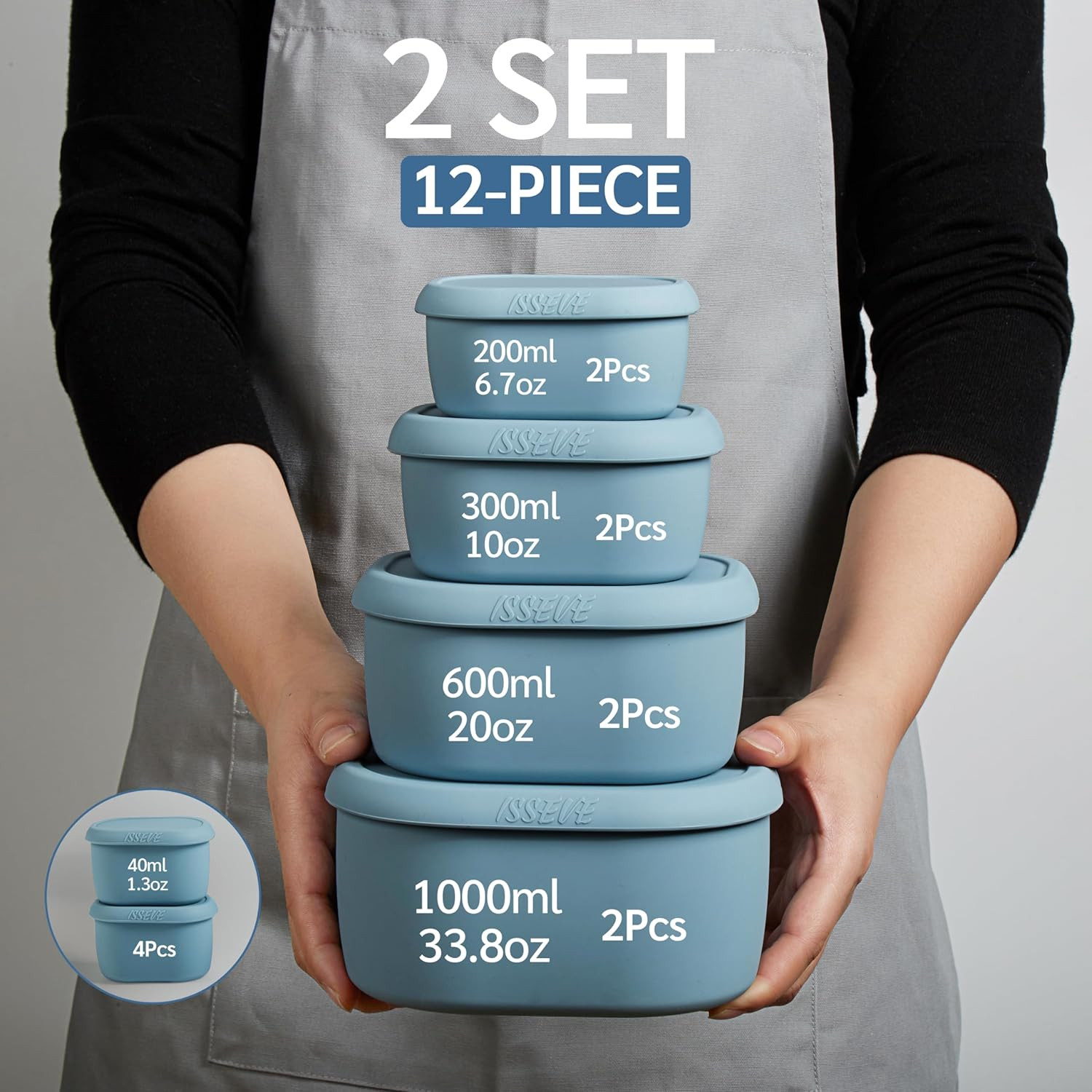 12Pcs/Set Nesting Silicone Food Storage Containers with Lids, BPA Free Reusable