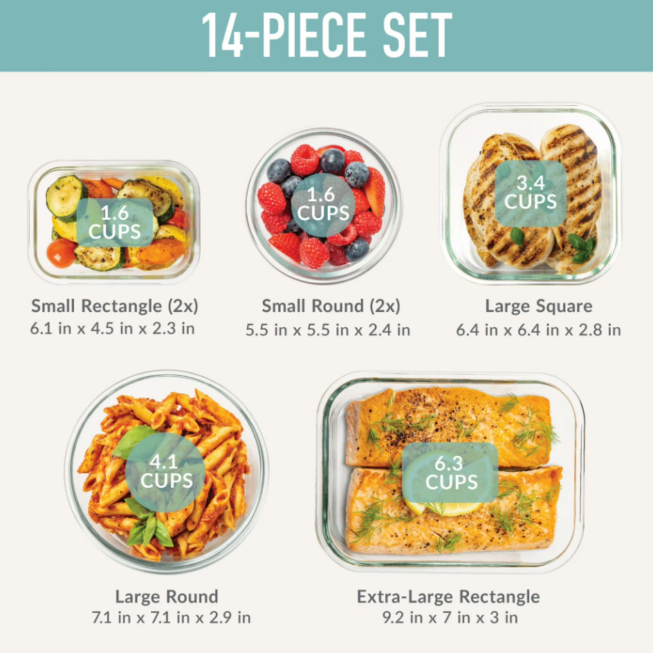 Bentgo Leak-Proof Glass 14-pc. Food Storage Set