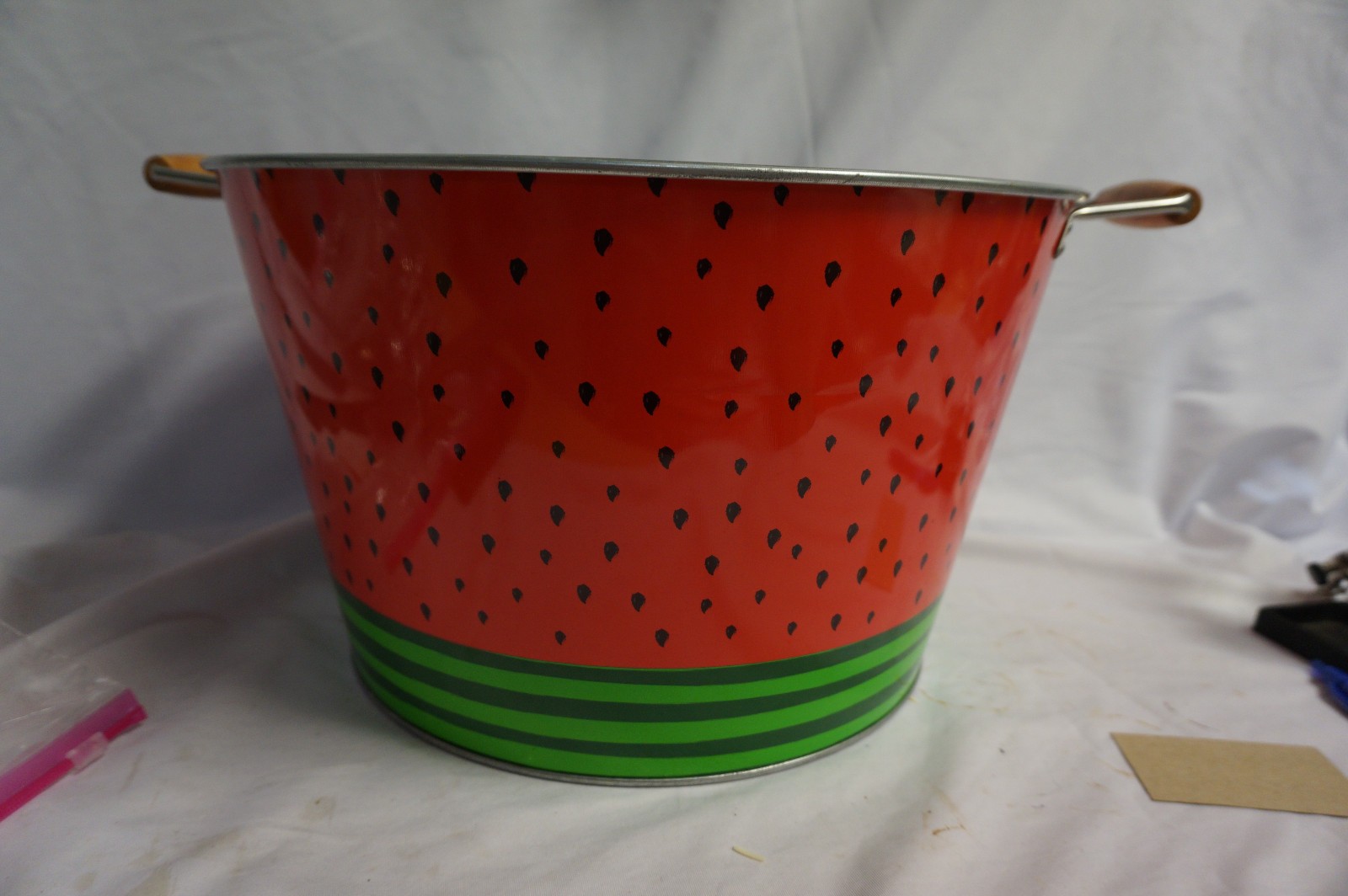 Green and Red Watermelon metal tub for summer picnic ice tub