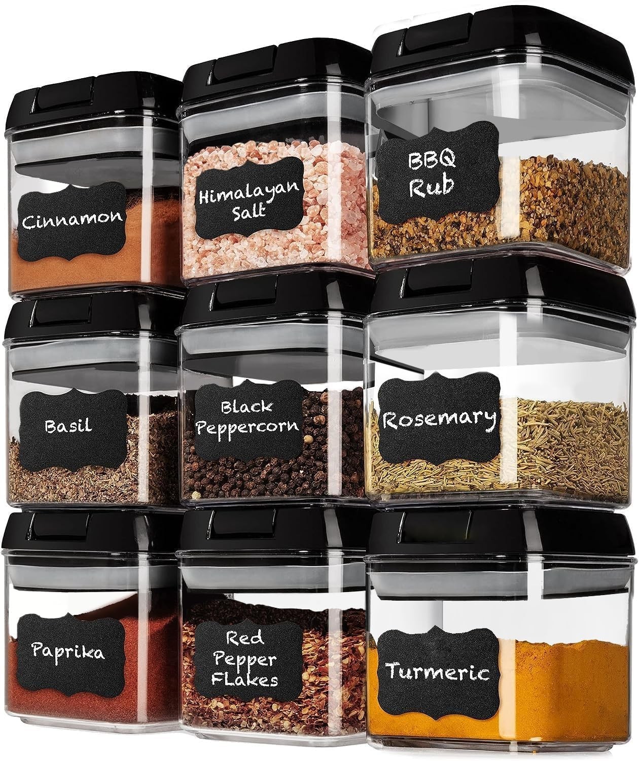 9 PC Airtight Food Storage Containers BPA Free Clear Plastic Snack & Spice