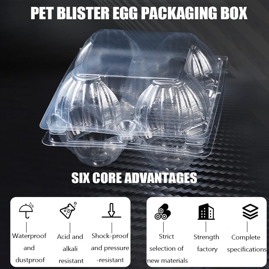 20 PCS Plastic Clear Egg Cartons Holds 4 Eggs Blank Tray Farm Market Display