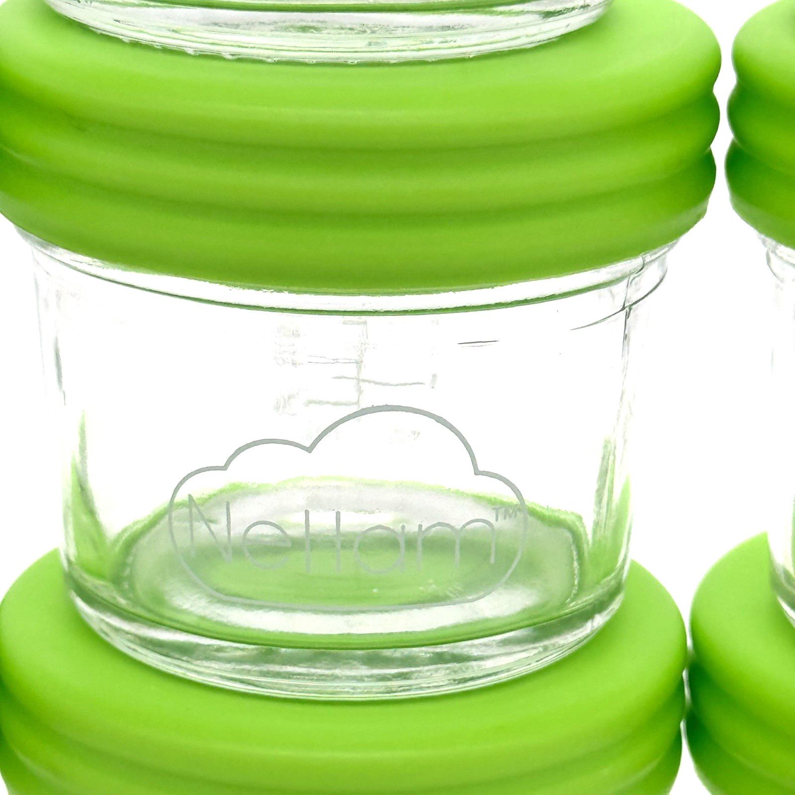 Nellam Baby Food Storage 4 oz Jar Containers with Green lid Set of 10