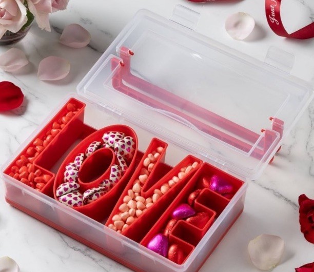 CWC LOVE Snack Box Bento 4 Compartment Snackle Container BPA Free Red Travel NEW