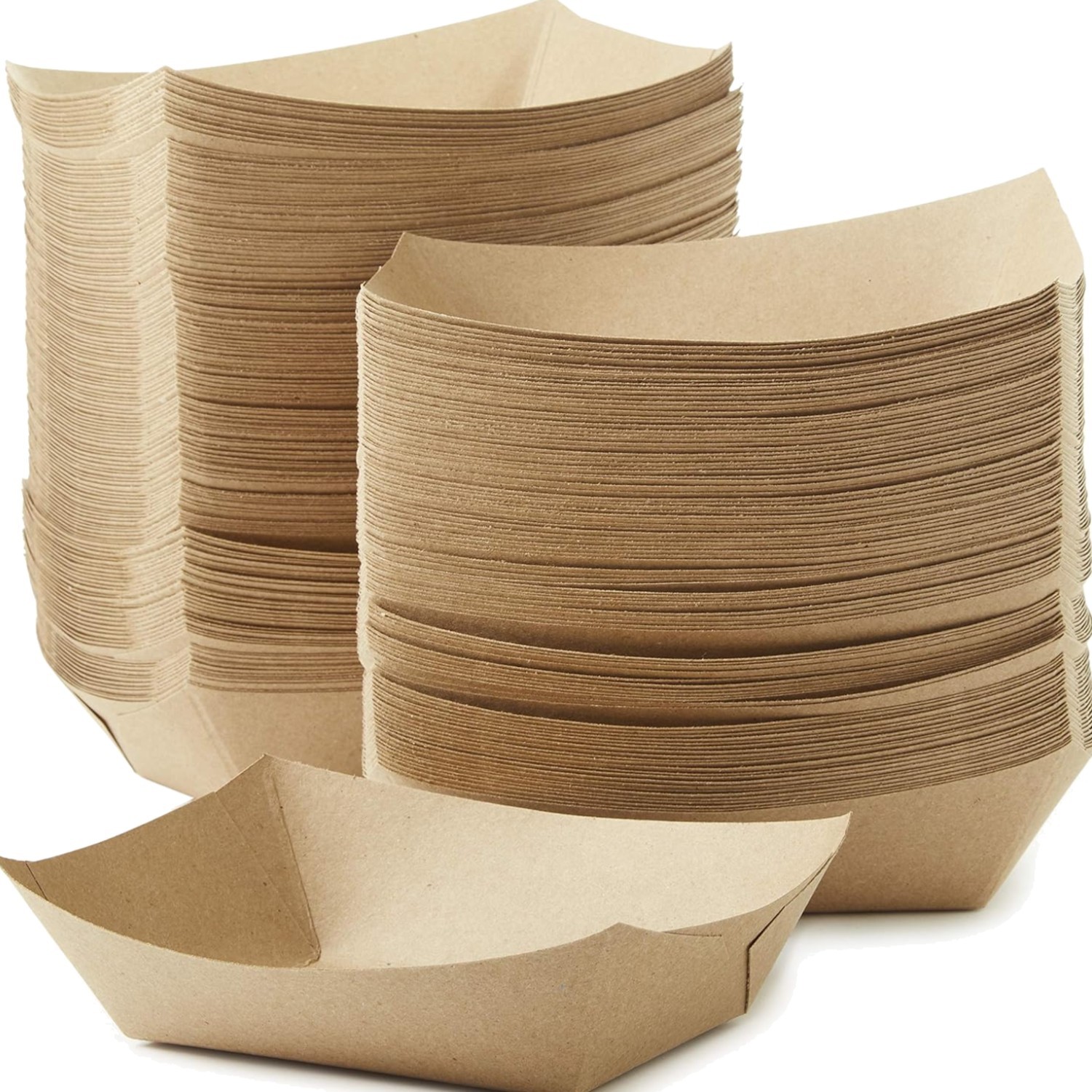 Eco Friendly -Made 3lb Food Holder Trays, 50-Pack. Compostable Kraft Paper Di…