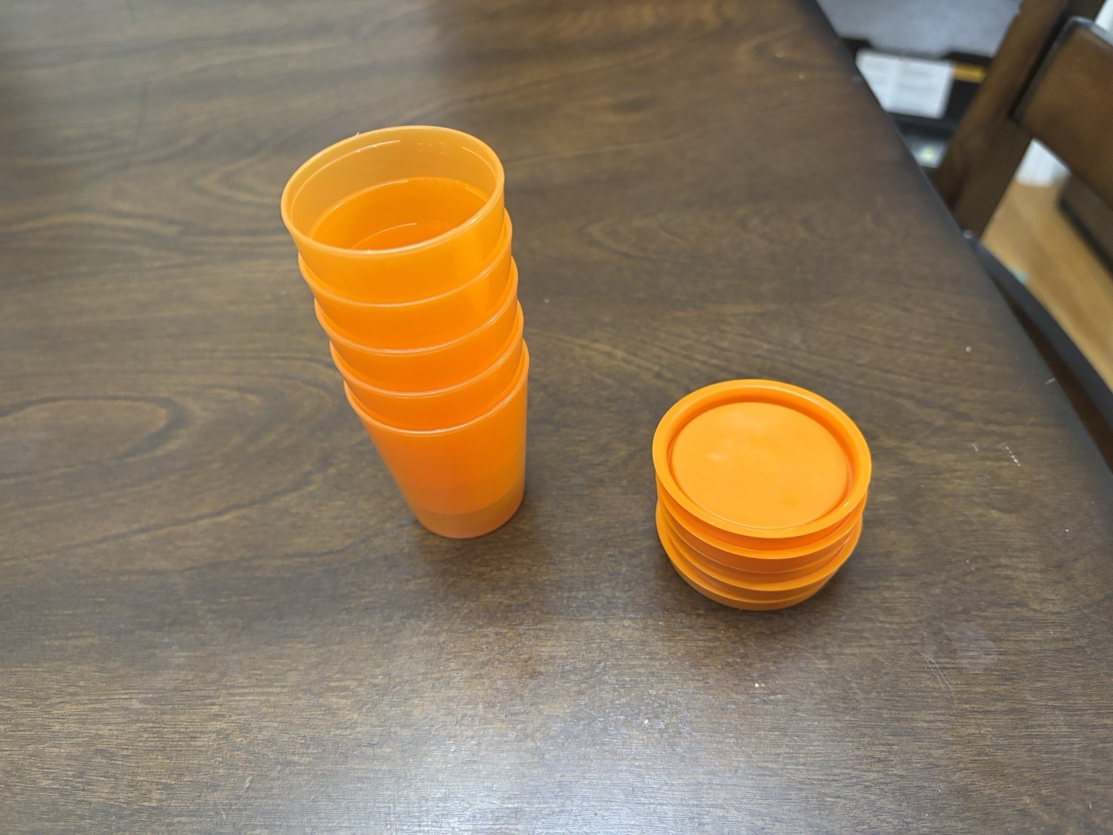 Tupperware Tupper Minis 2 oz Midgets Set of 5 Orange Smidgets Dips Crafts EUC