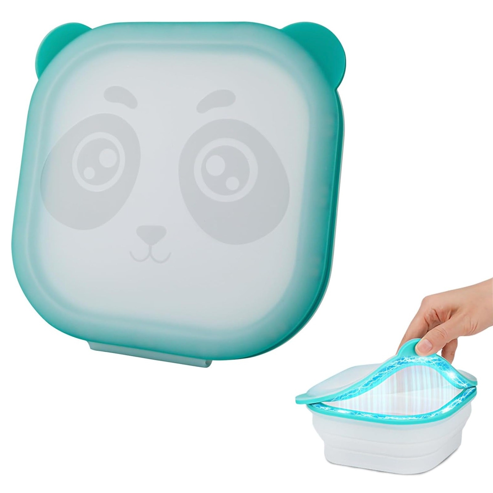 Emchi Magnetic Collapsible Airtight Food Storage Container Blue Panda NEW