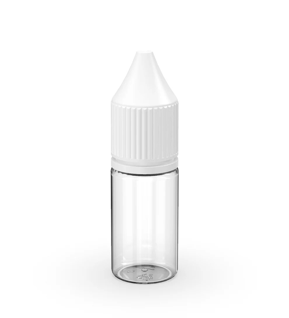 CHUBBY GORILLA 10ML V3 W/REDUCER PET Bottles (25pack) CLEAR BOTTLE/WHITE LID