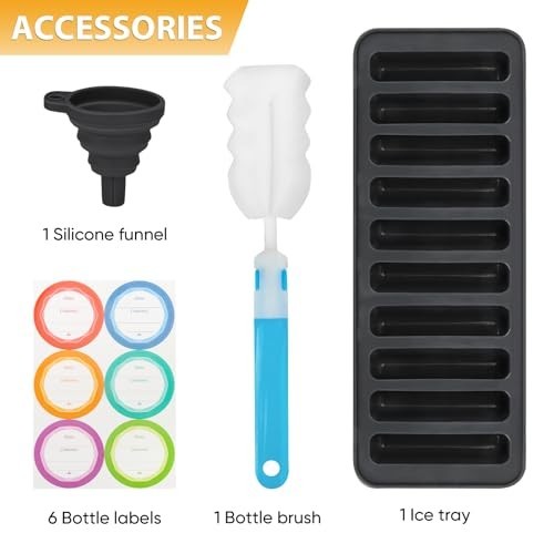 18 oz Reusable Glass Juice Bottles with Lids – Airtight Stainless Steel Caps, 6-