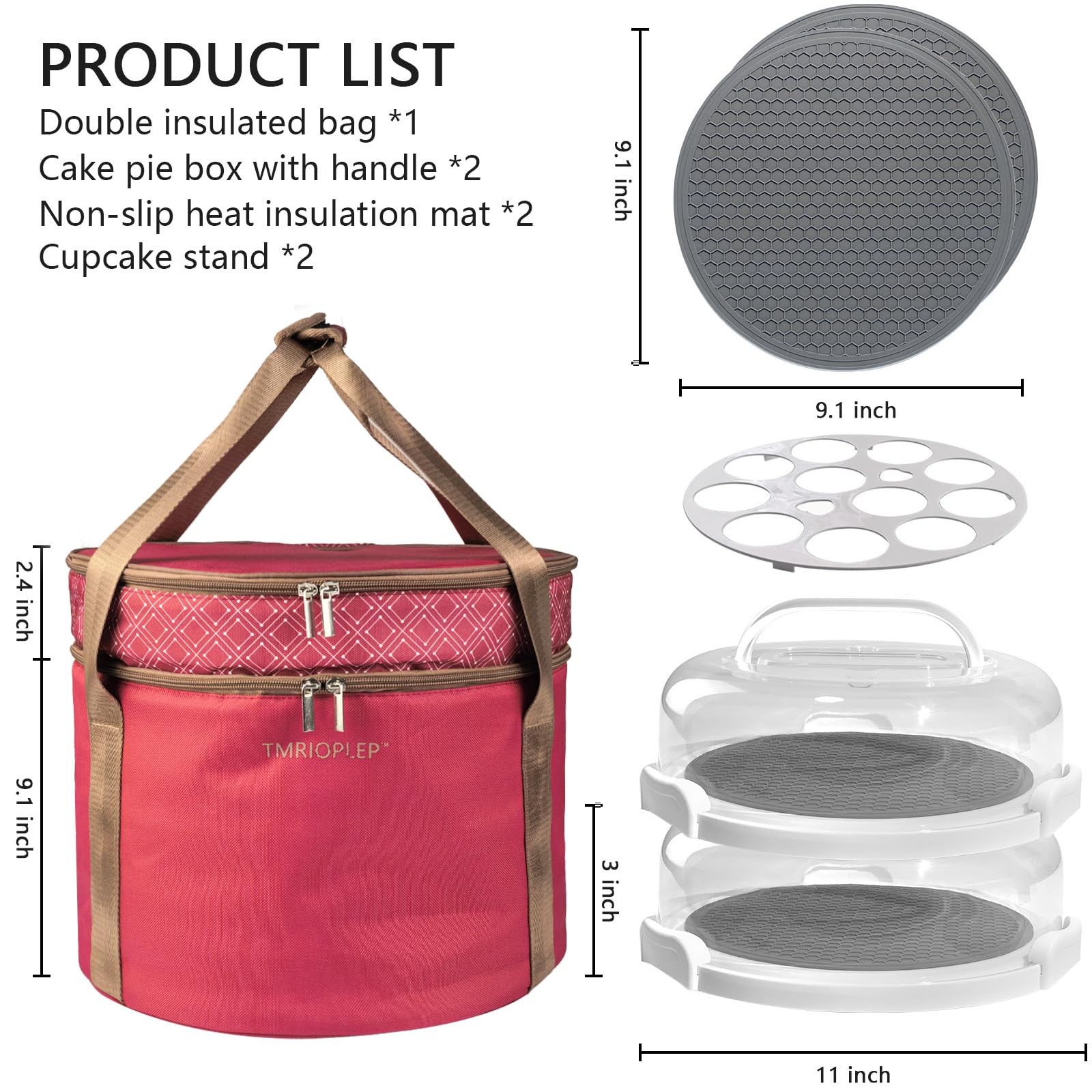 2 Pack Pie Carrier with Lids and Handles, Loadable Cupcake or Pizza Storage C…