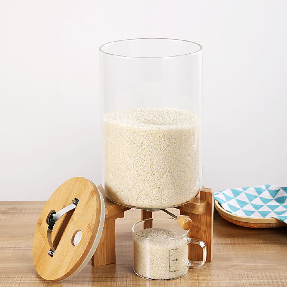 7.5L Rice Dispenser Airtight Storage Container Dry Food Storage W/ Cup Kitchen