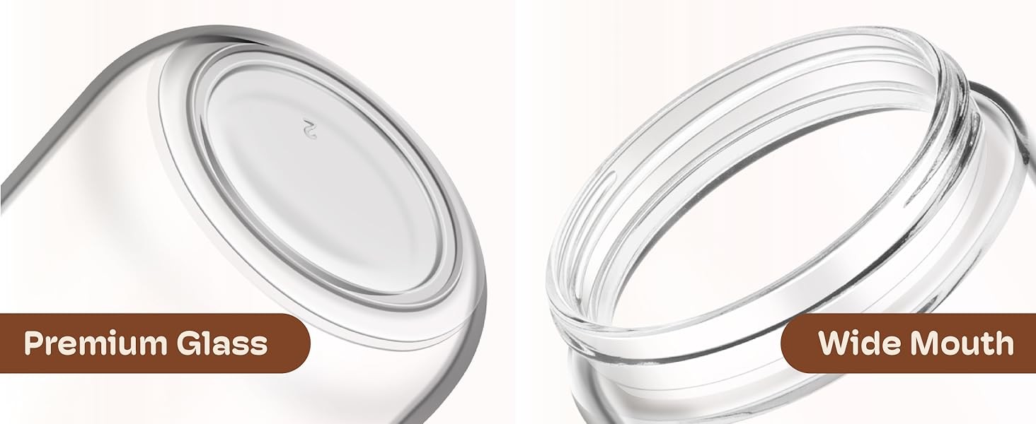 4 pack 16oz Overnight Oats Containers with Bamboo Lids, Glass Jars with Airtight