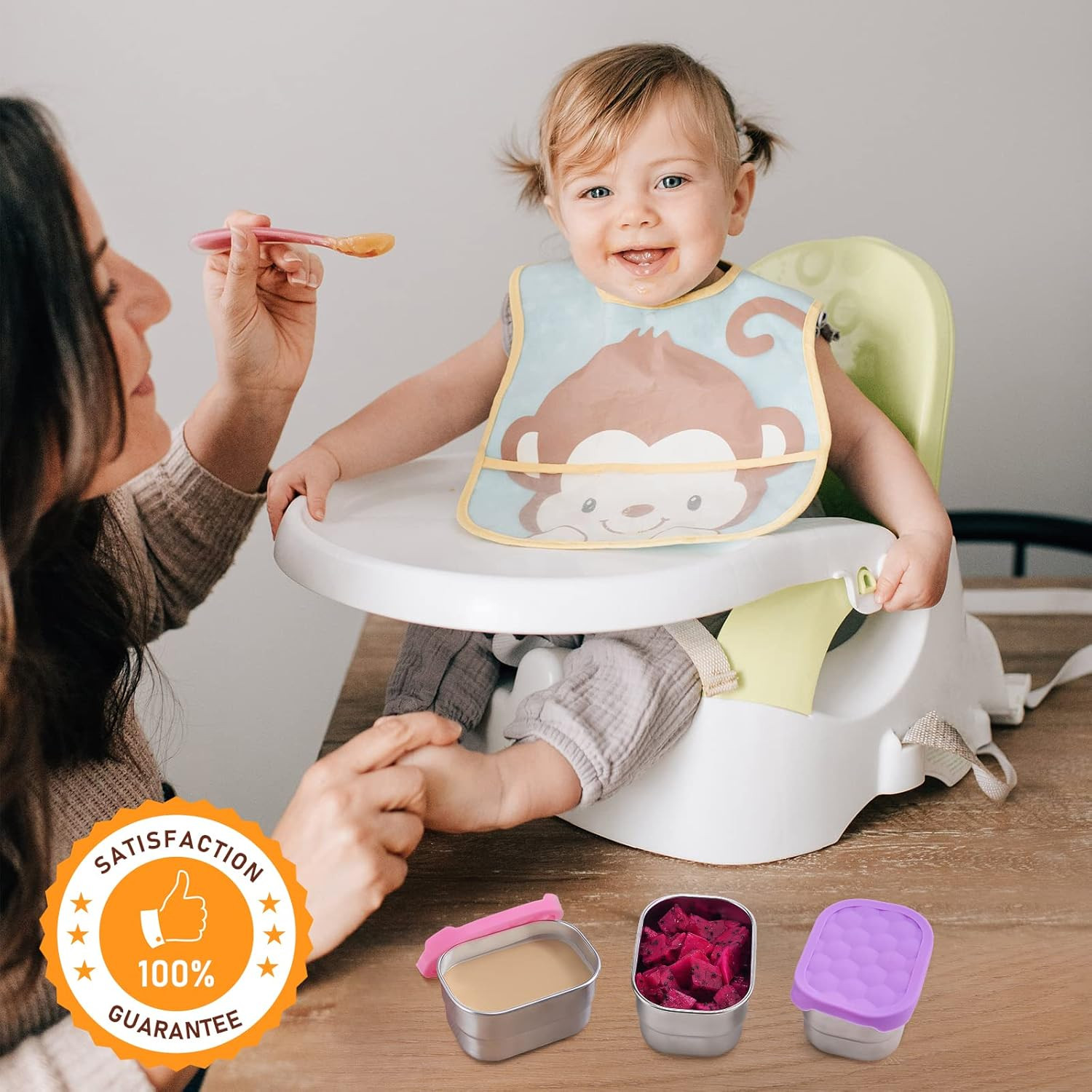 Small (1 CUP) Stainless Steel Snack Containers for Kids | Easy Open Leak Proof F