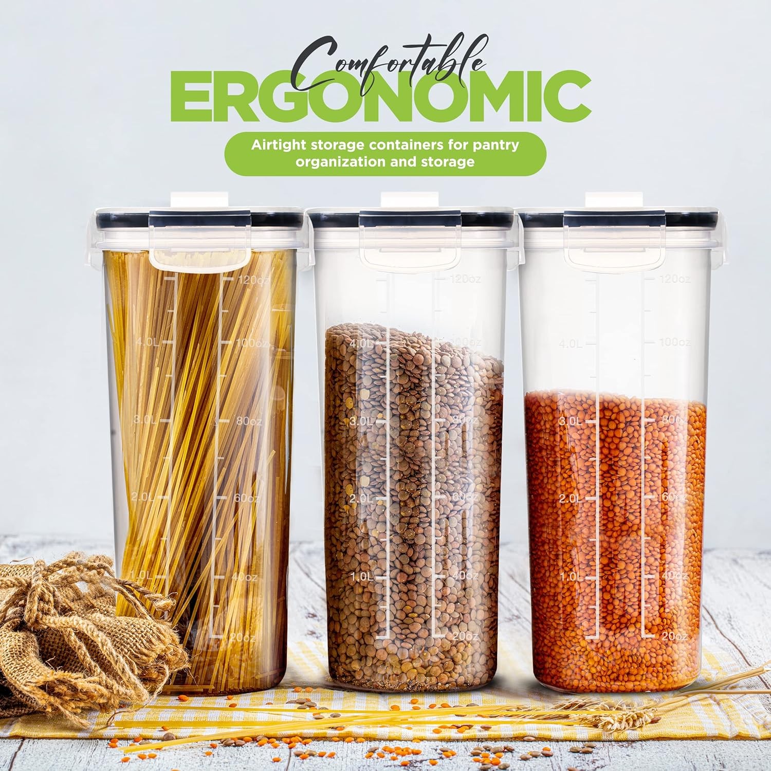 Cereal Containers Storage Set – 2 Pack 4L(135.2 oz) Airtight Food Storage