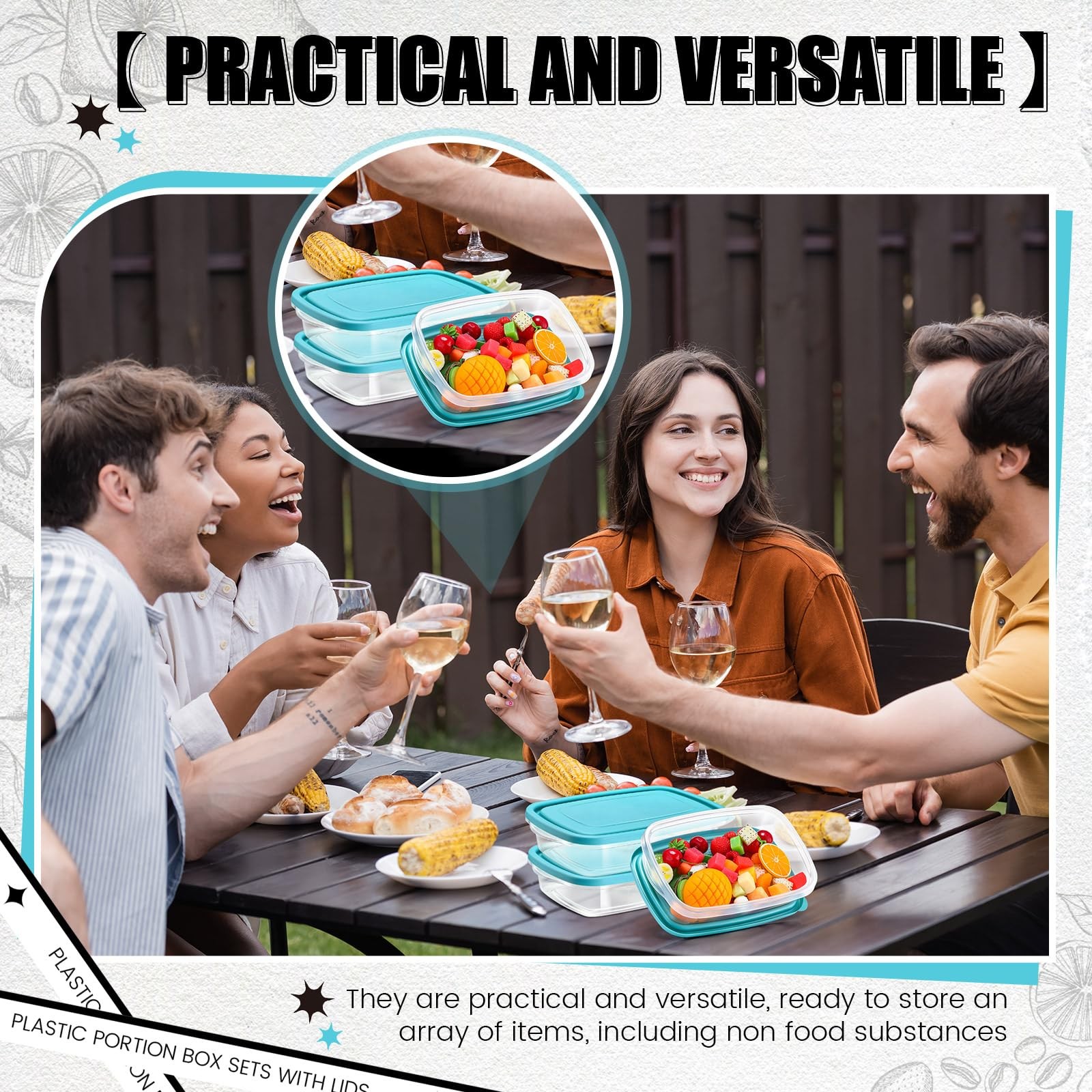 18 Pcs 33 Oz/ 4 Cups Plastic Food Storage Containers with Lids Portion Box Se…