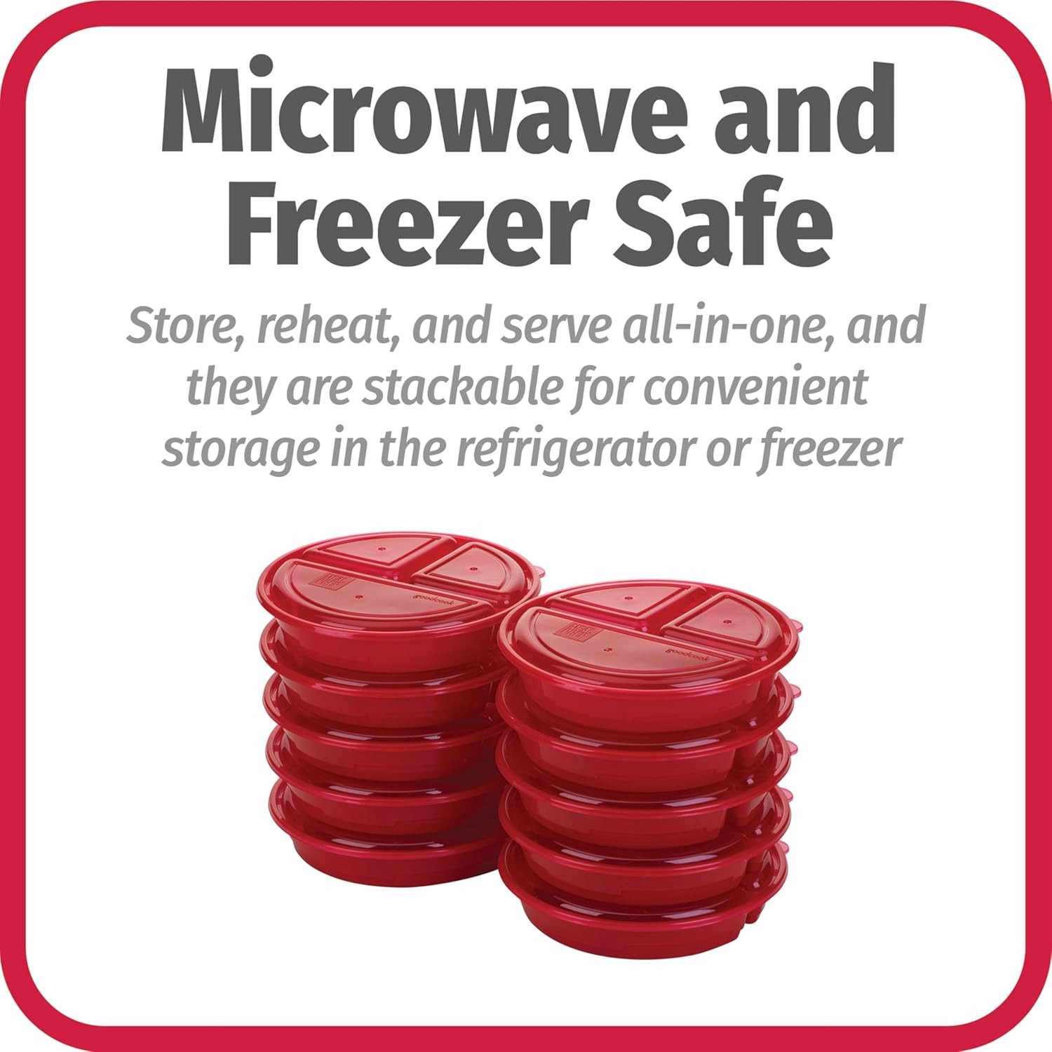 Goodcook Meal Prep Containers Set Microwave & Dishwasher-Safe round Food Organiz