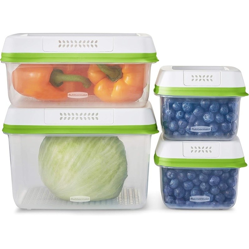 FreshWorks Produce Saver Food Storage Containers 8-Piece Set Fresher Produce New