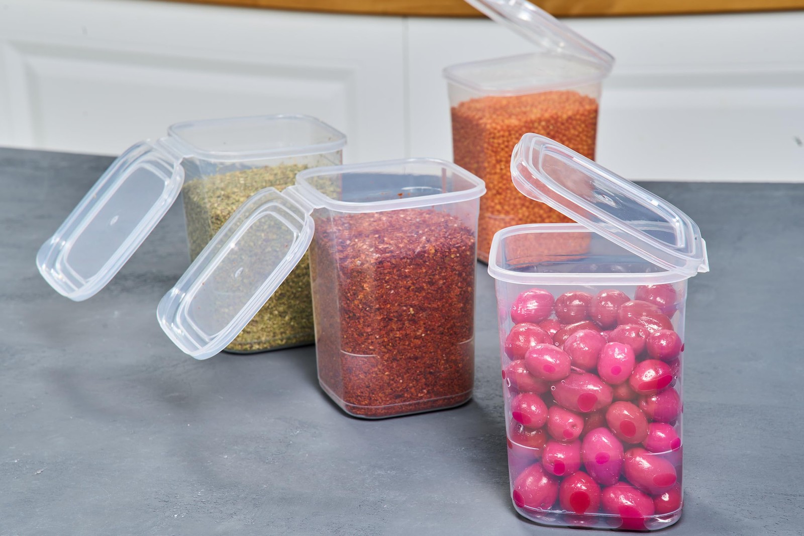 10 Pack 39 oz Airtight Food Storage Containers with Attached Hinged Lids – St…