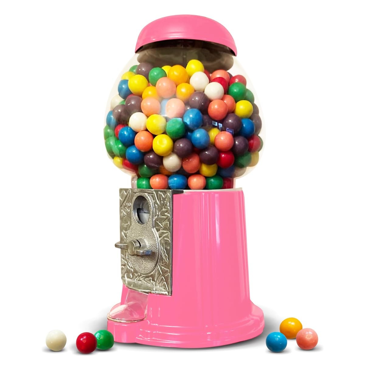 American Gumball Company Metal 11Inch Retro Style Pink Gumball Machine, Made…