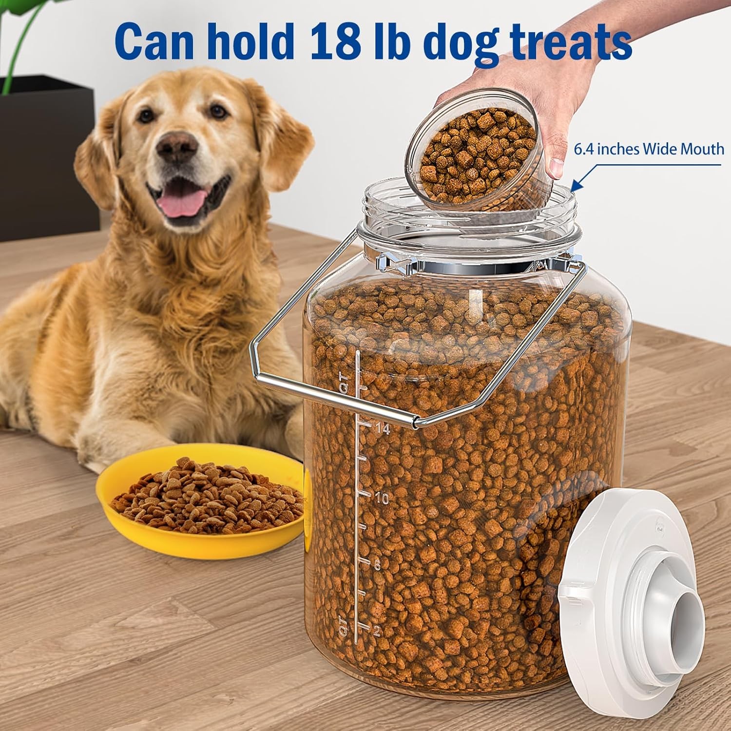 5 Gallon Air Tight Glass Storage Jars, 6.4inch Wide Mouth Canister with
