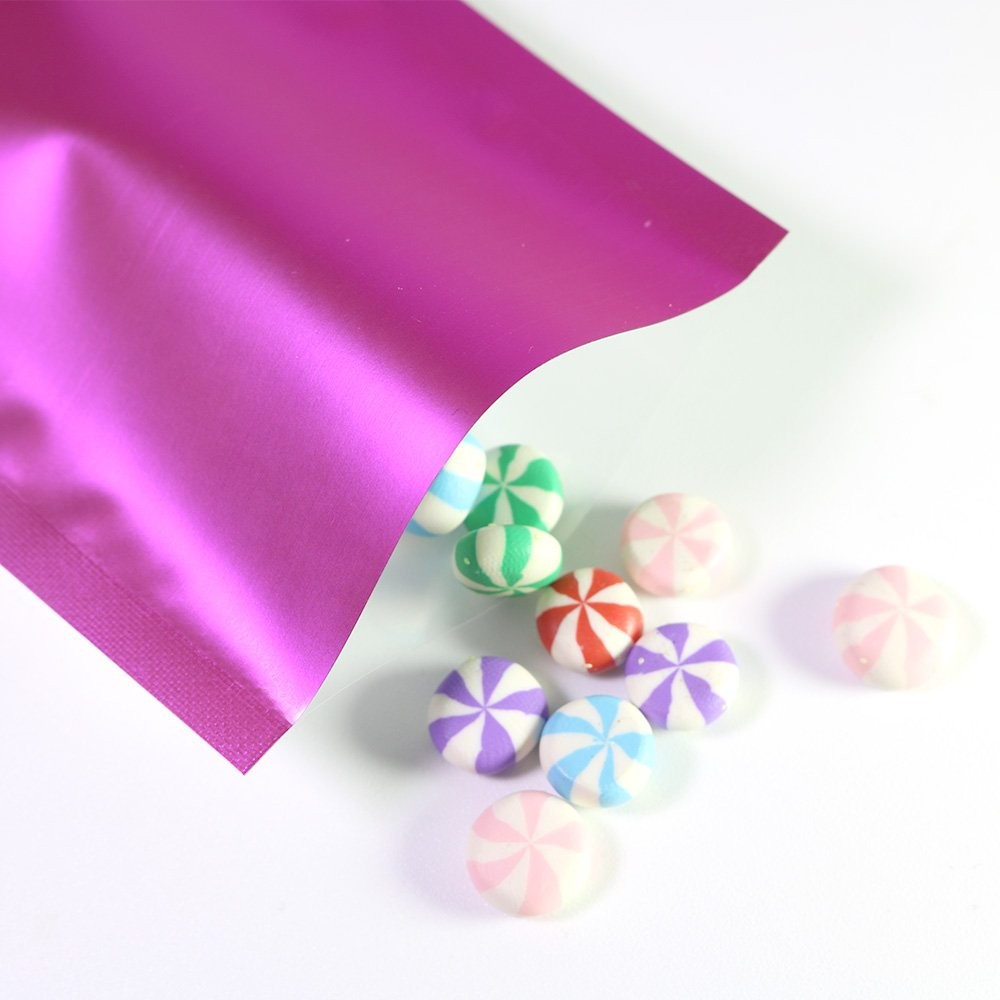 100 PCS Rose Clear Open Top Colored Metallic Mylar Bag Fits 2.8×3.9 Inch