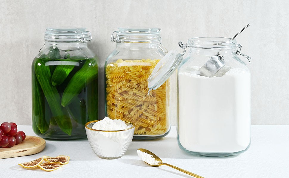 106oz Square Glass Jars with Airtight Lid, Large Mason Jars, Wide Mouth Storage