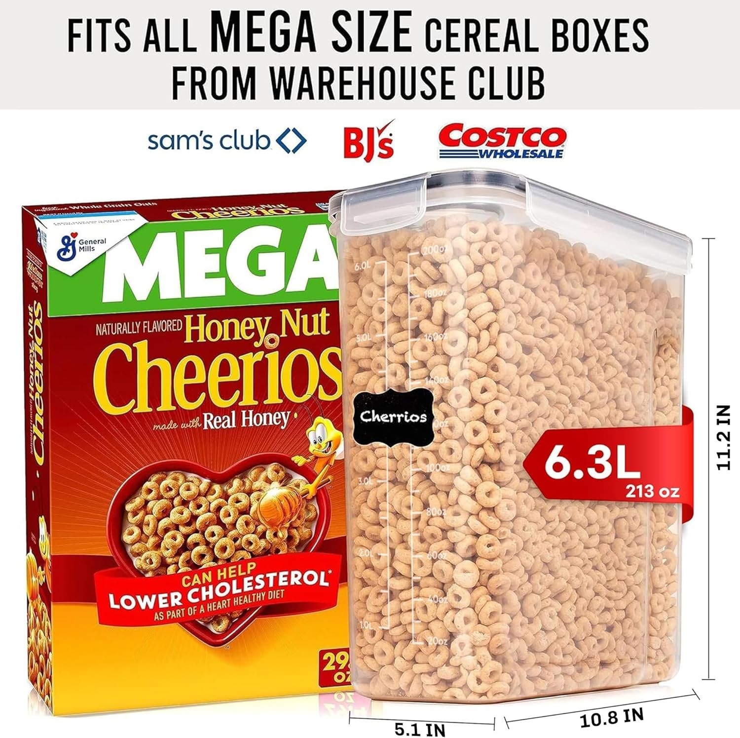 2Pcs 6.3L Extra Large Airtight Cereal Containers Bpa-Free Pantry Rice Pasta